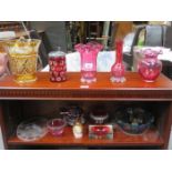 MIXED LOT OF COLOURED AND OTHER GLASSWARE