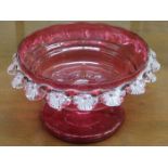 CRANBERRY GLASS STEMMED FRUIT BOWL