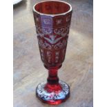 PRETTY GILDED RUBY GLASS GOBLET,