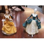 TWO ROYAL DOULTON GLAZED CERAMIC FIGURES- REGAL LADY AND SANDRA (SECOND)
