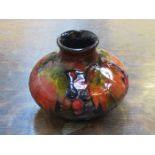 MOORCROFT TUBE LINED SMALL CERAMIC VASE, DECORATED WITH FRUIT AND FOLIAGE,