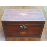 INLAID TWO SECTION MAHOGANY TEA CADDY