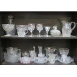 TWO SHELVES OF VARIOUS MIXED GLASSWARE