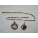 VICTORIAN GOLD COLOURED PENDANTS AND 9ct GOLD CHAIN