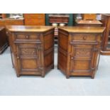 PAIR OF PRIORY STYLE OAK SINGLE DRAWER HALL CABINET