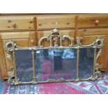 ANTIQUE GILT FRAMED SECTIONAL WALL MIRROR,