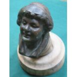 MOUNTED BRASS COLOURED BUST FORM CAR MASCOT