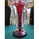 VICTORIAN RUBY GLASS LUSTRE WITH DROPLETS,