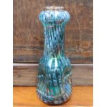 PRETTY SILVER MOUNTED GREEN COLOURED GLASS VASE,