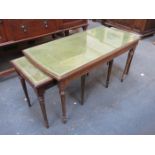 GLASS TOPPED NEST OF THREE TABLES