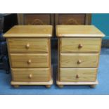 PAIR OF MODERN PINE THEE DRAWER BESIDE CHESTS