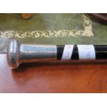 EBONISED SILVER MOUNTED WALKING CANE