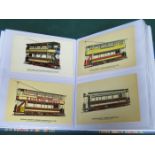 THREE ALBUMS OF VARIOUS POSTCARDS INCLUDING RAILWAYS PLUS ONE ALBUM OF TRAMS