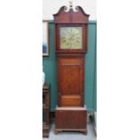 OAK AND MAHOGANY CASED LONG CASED CLOCK WITH ORMOLU MOUNTS AND BRASS DIAL, STAMPED DAN O'NEILL,