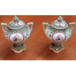 PAIR OF NORITAKE SMALL CERAMIC URNS WITH COVERS