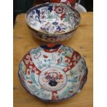 TWO ORIENTAL STYLE CERAMIC BOWLS (ONE AT FAULT)