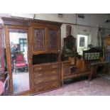 GOOD QUALITY CARVED MAHOGANY COMBINATION WARDROBE, DRESSING TABLE,