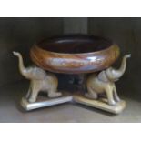 CARVED AFRICAN STYLE ELEPHANT BOWL