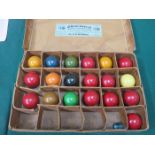 ORIGINAL BOX CONTAINING 19th CENTURY IVORY BILLIARD BALLS,