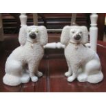 PAIR OF ANTIQUE HANDPAINTED CERAMIC SPANIELS,