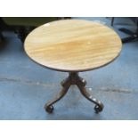 MAHOGANY TRIPOD OCCASIONAL TABLE AND THREE LEGGED TABLE AND STOOL