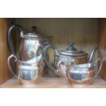 SILVER PLATED FOUR PIECE TEA SET BY WALKER & HALL