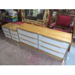 MODERN SIX DRAWER BEDROOM CHEST + PAIR OF MODERN BEDSIDE CHESTS