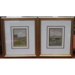 TWO SMALL FRAMED WATERCOLOURS DEPICTING FARM ANIMAL SCENES,