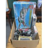 PARCEL OF MAINLY UNBOXED DIE-CAST MILITARY VEHICLES AND AIRCRAFT, ETC,