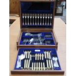 OAK CASED PART CANTEEN OF SILVER PLATED CUTLERY