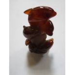 AMBER COLOURED DOLPHIN FIGURE GROUP