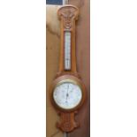 CARVED OAK ANEROID BAROMETER BY ADMIRAL FITZROY