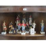 VARIOUS CONTINENTAL CERAMIC SOLDIERS INCLUDING CAPODIMONTE, ETC,