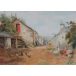WARREN WILLIAMS RCA, UNSIGNED WATERCOLOUR DEPICTING A COUNTRY SCENE, GLEN CONWY, 1901,