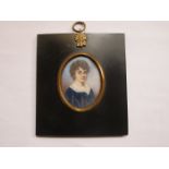 EBONISED OVAL MINIATURE PORTRAIT- WILLIAM WARD