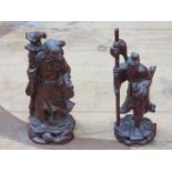 TWO SMALL ORIENTAL TREEN CARVINGS