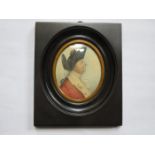 EBONISED OVAL MINIATURE PORTRAIT OF A GENT