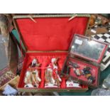 BOX CONTAINING THREE ORIGINAL CERAMIC FIGURES,