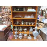 PARCEL OF VARIOUS SILVER PLATEDWARE INCLUDING TEA SETS, INKWELL, ETC, AND ALSO FLATWARE,