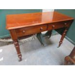 MAHOGANY TWO DRAWER SIDE TABLE