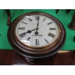 MAHOGANY CASED CIRCULAR SCHOOL WALL CLOCK BY WINTERHALDER & HOFMEIR SCHWARZENBACH