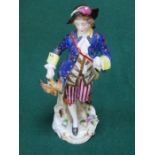 CONTINENTAL HANDPAINTED AND GILDED CERAMIC FIGURE OF A GENT, STAMPED WITH GOLD ANCHOR MARK,