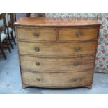 BOW FRONTED MAHOGANY TWO OVER THREE CHEST OF DRAWERS