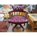 REPRODUCTION SWIVEL OXBLOOD LEATHER OFFICE CHAIR