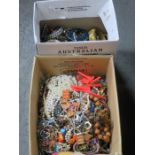 TWO BOXES OF VARIOUS COSTUME JEWELLERY