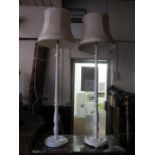 PAIR OF PAINTED STANDARD LAMPS AND SHADES