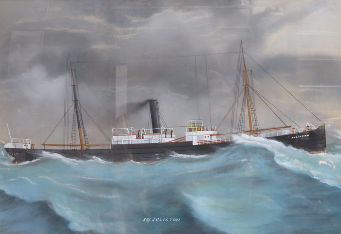 FRAMED GOUACHE PAINTING DEPICTING SS JULISTON,
