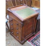 WALNUT DAVENPORT WRITING DESK FITTED WITH DRAWERS TO SIDE,