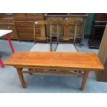 PAIR OF OAK DINING CHAIRS AND OAK WINDOW SEAT