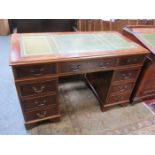 REPRODUCTION LEATHER TOPPED PEDESTAL WRITING DESK
